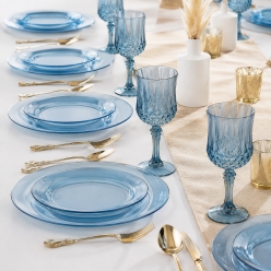 Dusty Blue Party Plastic Tableware Kit for 24 Guests